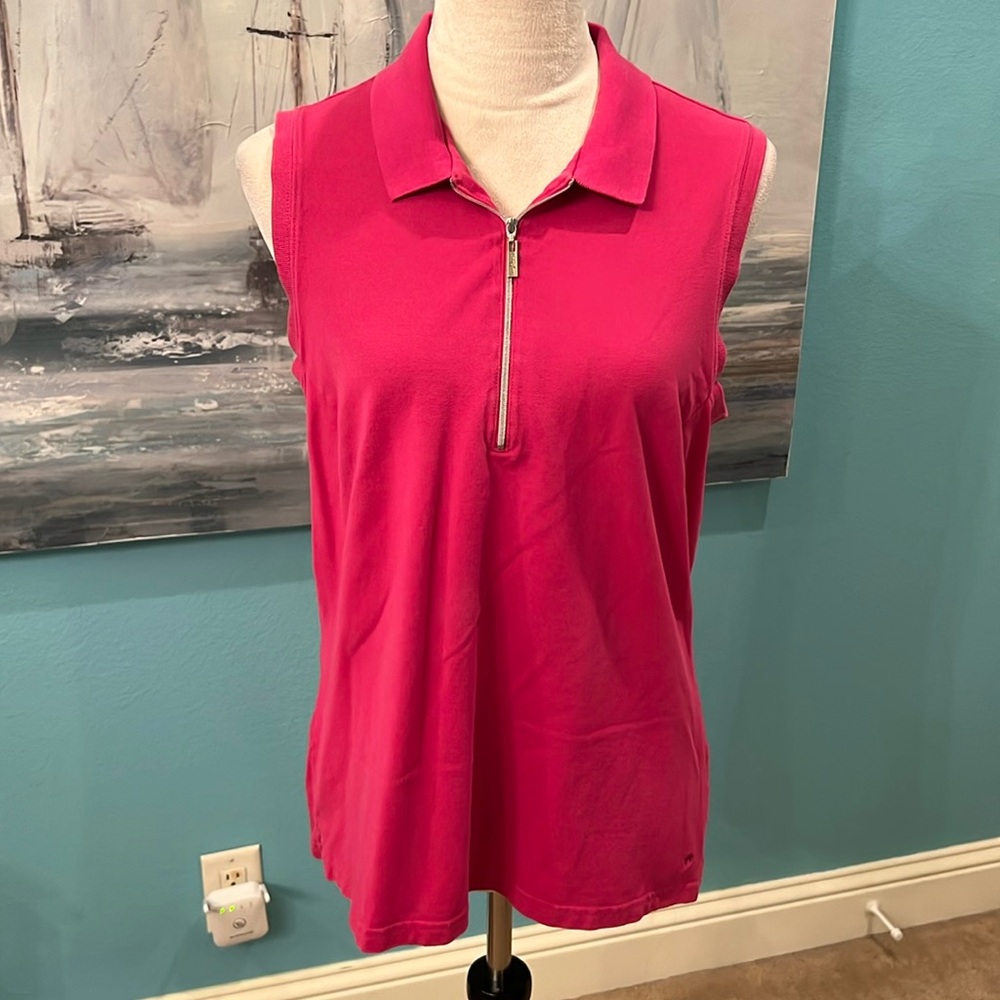 Women’s Bobby Jones Sleeveless Pink Golf Polo, Large